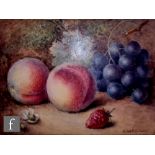 RICHARD SEBRIGHT (1868-1951) - Peaches and Grapes, watercolour, signed, framed, 14cm x 19cm, frame