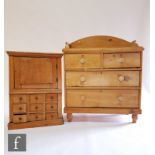 A Victorian stripped pine tray top dressing chest, height 110cm x depth 47cm x width 90cm, and a