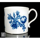A large late 18th to early 19th Century Caughley cider mug decorated in the underglaze blue and