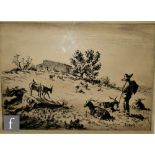 LIONEL ARTHUR LINDSAY (AUSTRALIAN 1874-1961) - A shepherd with his goats, etching, signed in pencil,