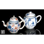 Two Chinese Qianlong period (1711-99), teapots each of globular form, to include a blue and white