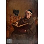 FOLLOWER OF WALTER DENDY SADLER (1854-1923) - A study of a monk reading a ledger, oil on canvas,