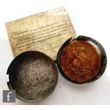 A George III great wax seal and indenture for a release mortgage from George Poyntz Ricketts Esq