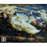 AFTER DAVID ADOLPH CONSTANT ARTZ - Ducks on a sunlit riverbank, oil on canvas, a contemporary