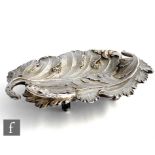 A late Georgian hallmarked silver footed Trompe L'oeil dish of naturalistic form, decorated as two