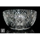 A 1930s Thomas Webb & Sons clear cut crystal glass bowl of circular section, decorated with repeated