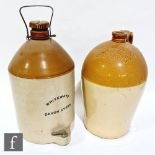 A large two tone stoneware flagon transfer printed for Whiteways Devon Cyder, another impressed