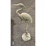 A late 20th Century grey metal painted heron, height 90cm.