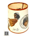 A 1960/70s printed George Best lamp shade with action shot images and facsimile signature, height