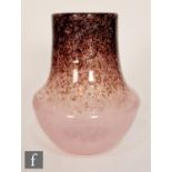 A 1930s Monart glass vase of shouldered form with collar neck, shape FB, decorated with deep
