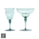 Two early 20th Century James Powell & Sons drinking glasses, the first with an ogee bowl over an