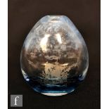 A later 20th Century Caithness Seascape Series glass vase of compressed ovoid form, engraved with