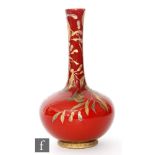 A late 19th Century Thomas Webb & Sons Aesthetic movement vase of footed globe and shaft form, cased
