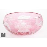 A small early 20th Century Stevens & Williams bowl, cased in pale pink over clear and flash cut with
