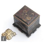 A small Japanese patinated bronze jewellery/trinket box, Meiji (1868-1912)/Taisho (1912-26)