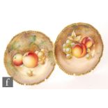 Two later 20th Century Royal Worcester Fallen Fruits side plates, the first decorated by Rolands