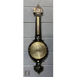 A 19th Century mother of pearl inlaid and painted lacquered wheel barometer incorporating