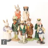 Eight Beswick figurines comprising Huntsman Fox ECF1, Fisherman Otter ECF2, Gardener Rabbit ECF3,