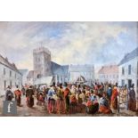 J. SMART (LATE 19TH CENTURY) - A Welsh Market sketch, oil on canvas, signed, also signed inscribed