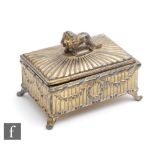 An early 20th Century gilt metal trinket box with lion finial, from the Majestic Theatre