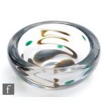 A mid 20th Century Swedish Kosta Abstrakta glass bowl designed by Vicke Lindstrand, of heavy