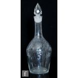 An 18th Century clear glass decanter circa 1770, of shoulder form, engraved with a simulated wine