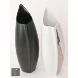 Two post war Rosenthal vases of curved cylindrical form, one in matt black, the other in white