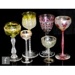 A collection of early 20th Century continental drinking glasses to comprise two colour cased Hock