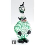 A 20th Century Italian Murano glass decanter in the form of a stylised clown, the ovoid body with