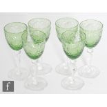 A set of six early 20th Century Thomas Webb & Corbett hock glasses, circa 1920s, each with an