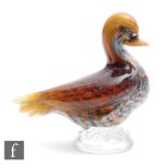 A mid 20th Century Italian Seguso Vetri D'Arte stylised glass duck, internally decorated with