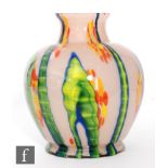 A 20th century Kralik glass vase of compressed ovoid form and flared neck, from the Bambus range,