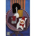 DAVID M. MARTIN RSW, RGI, SSA (1922-2018) - Still life with jug, decanter and plate on a table,