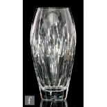 A later 20th Century Stuart and Sons clear cut crystal vase designed by John Luxton, of swollen