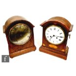 A 19th Century line inlaid mahogany bracket clock, circular brassed dial and fusee movement striking