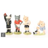 Four Beswick figurines from the Footballing Felines Collection comprising Mee-Ouch FF2, Kitcat