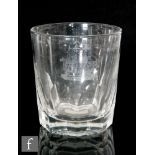 An early 19th Century glass tumbler of straight sided form, finely engraved with an image of a