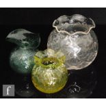 Three early 20th Century Thomas Webb and Sons posy bowls, a scale moulded clear example, height 9cm,