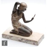 A Demétre Chiparus (1886-1947) patinated bronze figure titled 'Coquetry', a 1930s later recast,