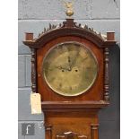 A Regency style mahogany longcase clock with an associated eight-day movement striking on a bell,