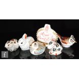 Five boxed Royal Crown Derby Members Pack Collectors Guild paperweights comprising Bank Vole,