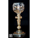 A late 19th to early 20th Century continental Jugendstil wine glass by Fritz Heckert circa 1900, the