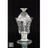 A late 19th Century glass cup and cover, in the manner of Dr Christopher Dresser, the cup with