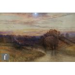 ARTHUR H. ENOCK (FL. 1869 -1910) - 'Sundown near Morley, Dartmoor', watercolour, signed, framed,