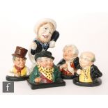 Four Royal Doulton 'half-figure' character busts comprising Buzfuz, Sam Weller, Tony Weller and Mr