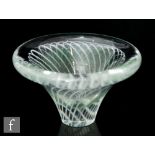 A later 20th Century Kosta glass bowl designed by Vicke Lindstrand, the wide rim tapering to a