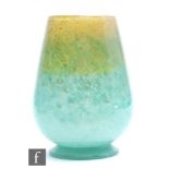 A 20th Century Vasart glass vase of footed ovoid form cased in clear over a graduated mottled