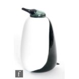 An Oiva Toikka for Iittala figure of a glass bird modelled as a penguin, with white and black body