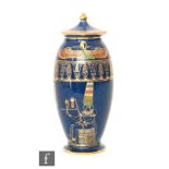 A 1920s Wiltshaw and Robinson Carlton Ware vase and cover decorated in the Tutankhamen pattern