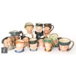 Twelve assorted Royal Doulton smaller character jugs to include Rip Van Winkle, Athos, 'arriet,